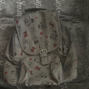 Gray and Red Patterned Backpack